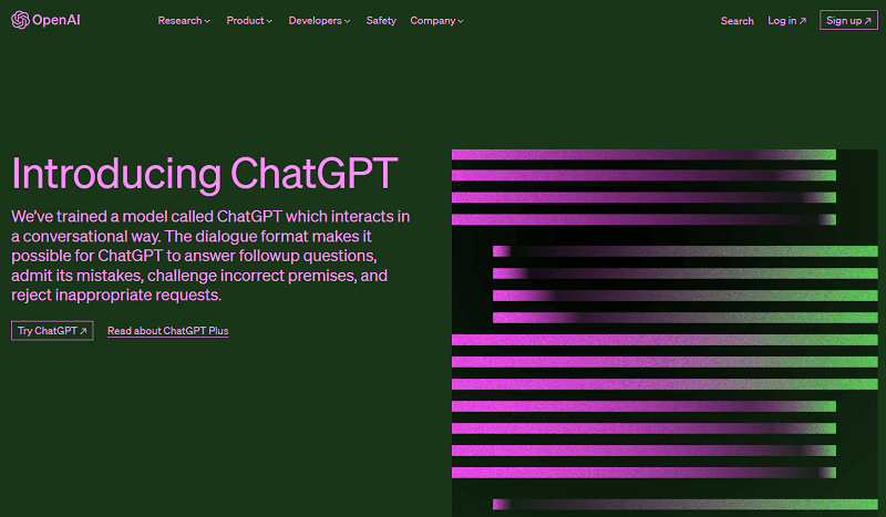 CahtGPTのTOPページ
